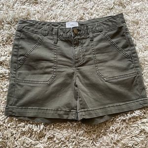 Women army green shorts